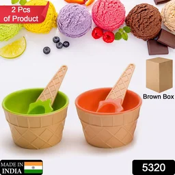Ice Cream Bowls Set – Durable Waffle Design with Spoons | Jiaqi