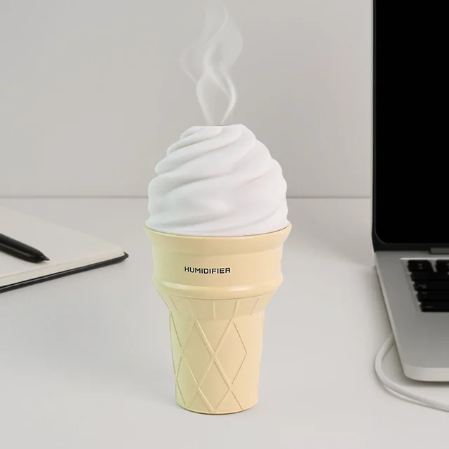 Ice Cream Cone Humidifier – Portable Air Freshener with LED