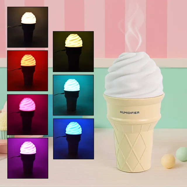 Ice Cream Cone Humidifier – Portable Air Freshener with LED