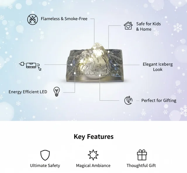 Iceberg Night Light – Flameless LED Decor for Home | Indo Glow