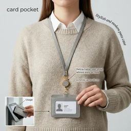ID Card Holder with Adjustable Neck Strap – Durable & Professional