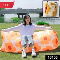 Inflatable Lounger – Portable Floral Print Outdoor Couch
