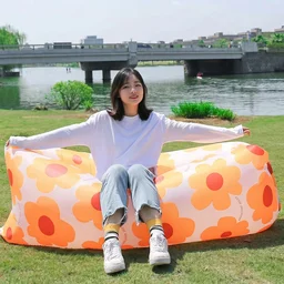 Inflatable Lounger – Portable Floral Print Outdoor Couch