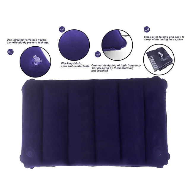 Inflatable Travel Pillow – Velvet Air Comfort (Blue) | PillowTrek