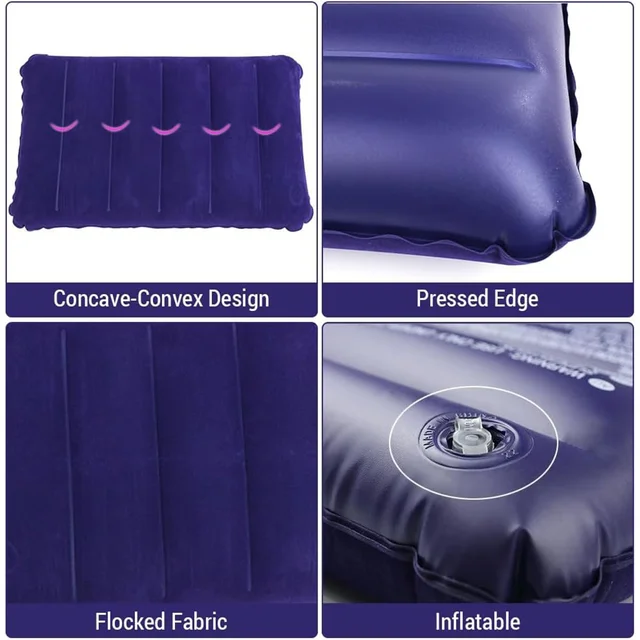 Inflatable Travel Pillow – Velvet Air Comfort (Blue) | PillowTrek
