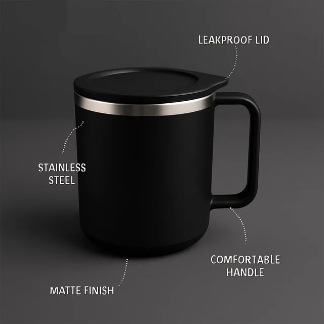 Insulated Coffee Mug – 400ml Double Wall Steel Travel Mug