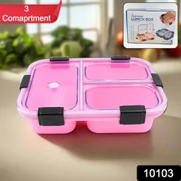 Insulated Lunch Box – 3 Compartment Plastic Tiffin | Lunchie Bunchie