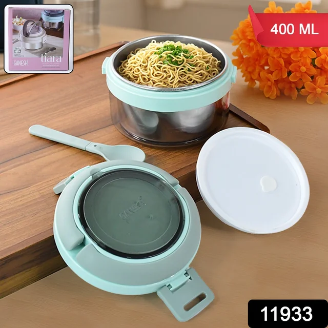 Insulated Lunch Box 400ml – Leakproof Stainless Steel Tiffin with Folding Spoon