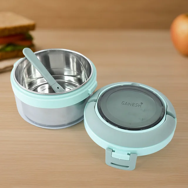 Insulated Lunch Box 400ml – Leakproof Stainless Steel Tiffin with Folding Spoon