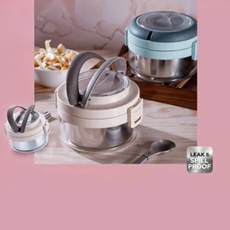 Insulated Lunch Box 400ml – Leakproof Stainless Steel Tiffin with Folding Spoon