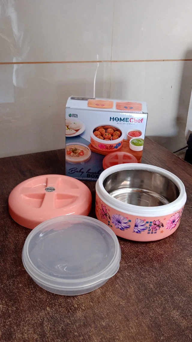 Insulated Lunch Box – Floral Print Double Wall Hot Pot