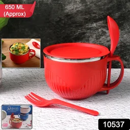 Insulated Soup Bowl 650ml with Lid Handle and Cutlery Set