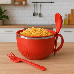 Insulated Soup Bowl 650ml with Lid Handle and Cutlery Set