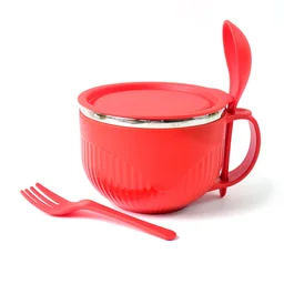 Insulated Soup Bowl 650ml with Lid Handle and Cutlery Set