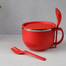 Insulated Soup Bowl 650ml with Lid Handle and Cutlery Set
