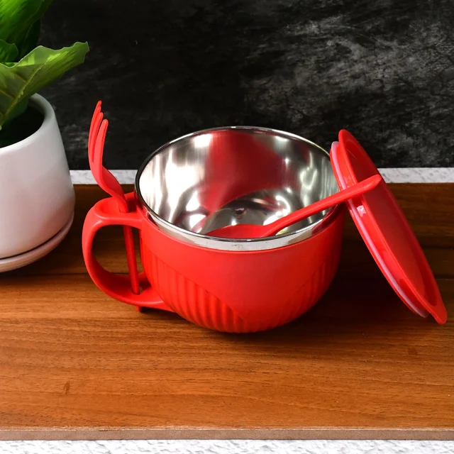 Insulated Soup Bowl 650ml with Lid Handle and Cutlery Set