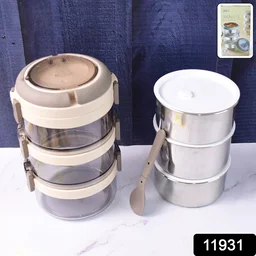 Insulated Stainless Steel Lunch Box Set – Leakproof 3-Tier Tiffin