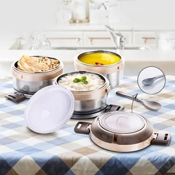Insulated Stainless Steel Lunch Box Set – Leakproof 3-Tier Tiffin