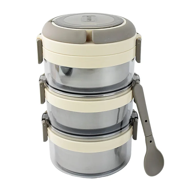 Insulated Stainless Steel Lunch Box Set – Leakproof 3-Tier Tiffin