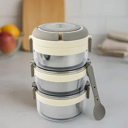 Insulated Stainless Steel Lunch Box Set – Leakproof 3-Tier Tiffin