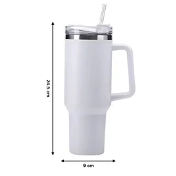 Insulated Stainless Steel Travel Tumbler – 890 ML White with Handle