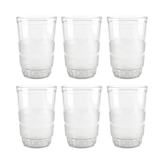 Janta Drinking Glass Set – 6 Pc with Frosted Grip, 300ml Each