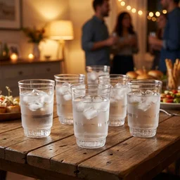 Janta Drinking Glass Set – 6 Pc with Frosted Grip, 300ml Each