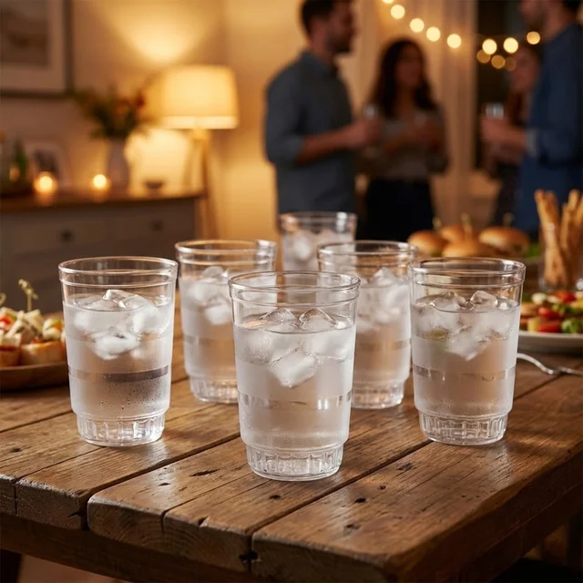 Janta Drinking Glass Set – 6 Pc with Frosted Grip, 300ml Each