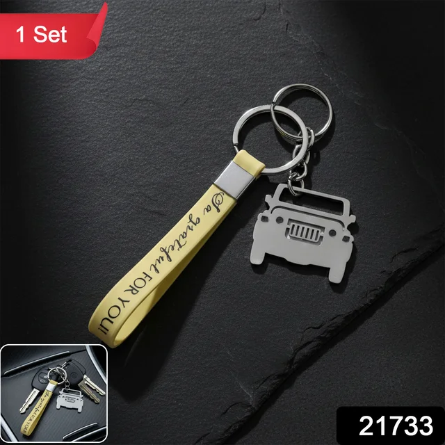 Jeep-Shaped Metal Car Keychain – Stylish Dual-Keyring Set