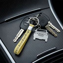 Jeep-Shaped Metal Car Keychain – Stylish Dual-Keyring Set