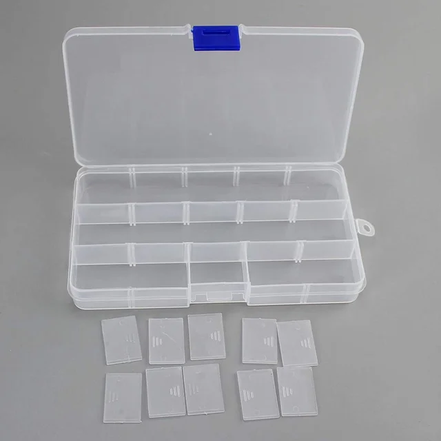 Jewellery Organizer Box – 15-Grid Clear Plastic with Dividers |