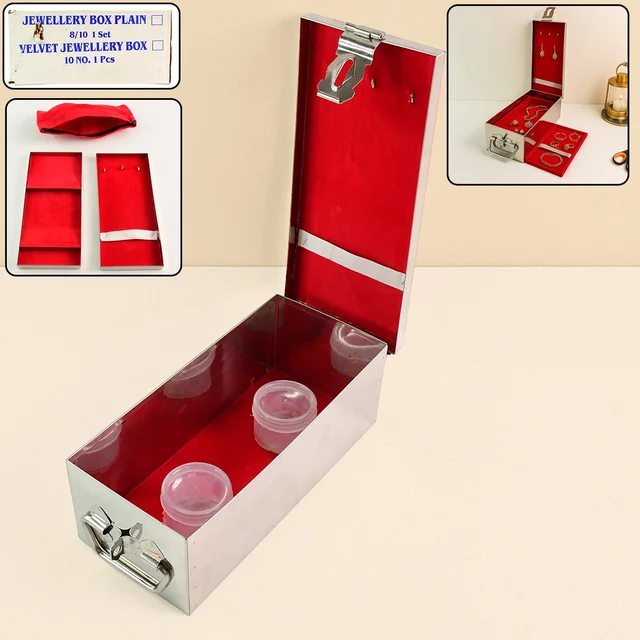 Jewellery Storage Box – Stainless Steel with Velvet & Lock