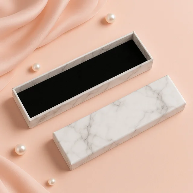 Jewelry Gift Box – Marble Finish Velvet Insert for Bracelets 21x5cm