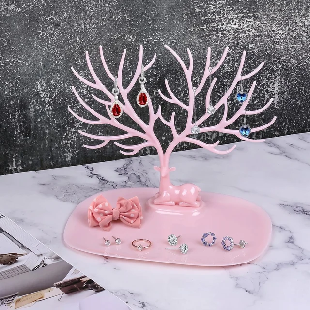Jewelry Organizer Stand – Elegant Tree-Shaped Deer Design for Your Accessories