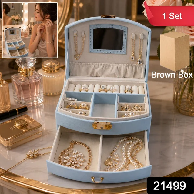 Jewelry Storage Box – Multi-Layer Organizer with Mirror for Elegant Storage