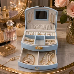 Jewelry Storage Box – Multi-Layer Organizer with Mirror for Elegant Storage