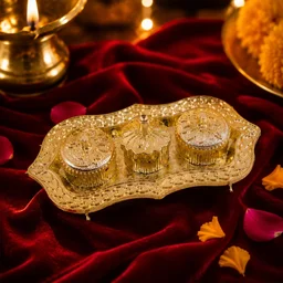 Kankavati – Elegant 3-Compartment Puja Holder for Sacred Rituals