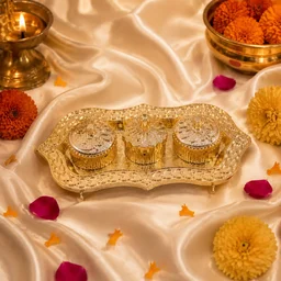 Kankavati – Elegant 3-Compartment Puja Holder for Sacred Rituals