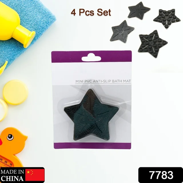 Kids Anti-Slip Bath Mat – Star Shaped PVC | 4 Pc Set by CrystalWash