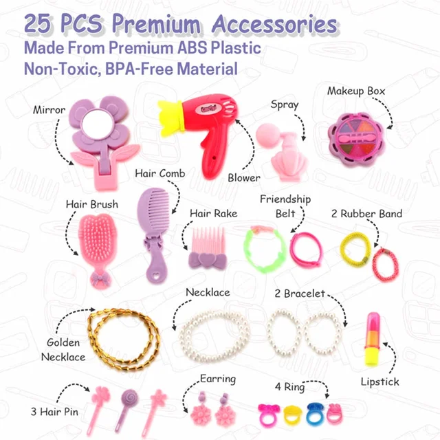 Kids Beauty Set Trolley – 25 Pcs Pretend Play | Aditi