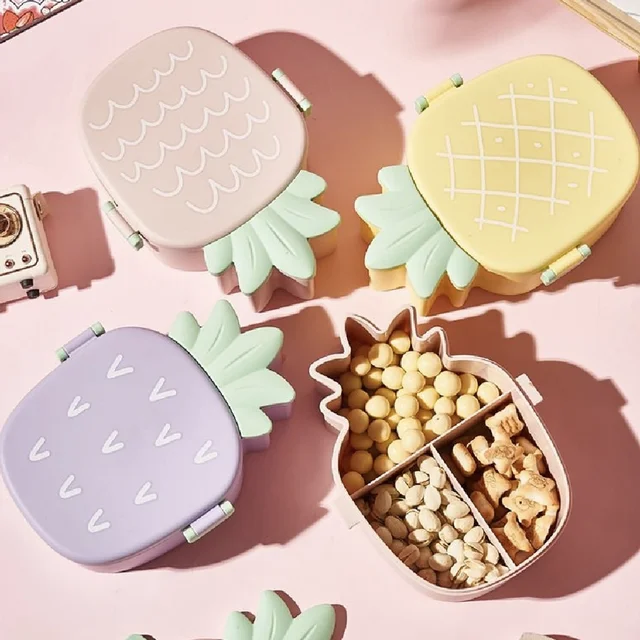 Kids Bento Lunch Box – Pineapple Design with Fork & Spoon | Lunchie Bunchie