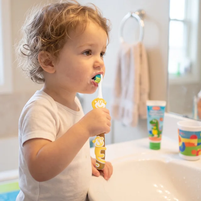 Kids Cartoon Toothbrush with Toy, Soft Bristle Children Brush (2 Pcs)