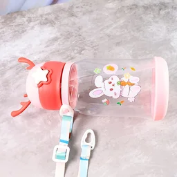 Kids Cartoon Water Bottle – Leakproof 450ml with Straw & Strap