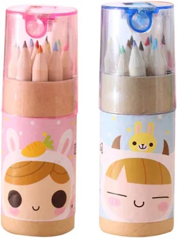 Kids Colouring Pencils Set – 12 Mini Shades with Sharpener | TinyTrendy