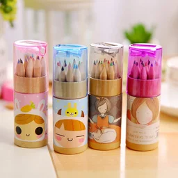 Kids Colouring Pencils Set – 12 Mini Shades with Sharpener | TinyTrendy