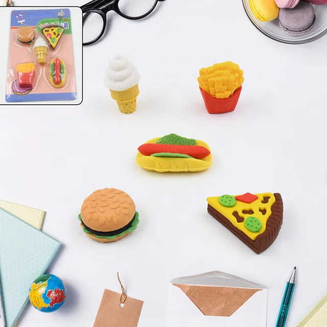 Kids Eraser Set – Fun 3D Food Novelty Erasers | Craftily