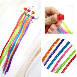 Kids Hair Extensions – 6 Pc Colorful Clip-In Braid Set