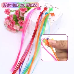Kids Hair Extensions – 6 Pc Colorful Clip-In Braid Set