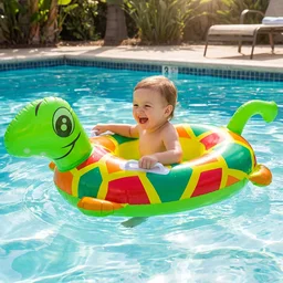Kids Inflatable Turtle Swim Ring – Safe & Durable Pool Float
