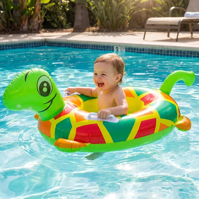 Kids Inflatable Turtle Swim Ring – Safe & Durable Pool Float